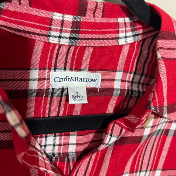 Croft & Barrow Flannel Womens S Multicolored Plaid Button Up Longsleeved - Picture 7 of 12